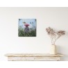 Large Pink Thistle Flower with Bee in the Sky Original Oil Painting