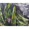 Large Pink Thistle Flower with Bee in the Sky Original Oil Painting