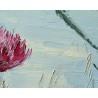 Large Pink Thistle Flower with Bee in the Sky Original Oil Painting