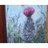 Large Pink Thistle Flower with Bee in the Sky Original Oil Painting