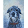 Painting of a wolfhound dog in acrylic on paper