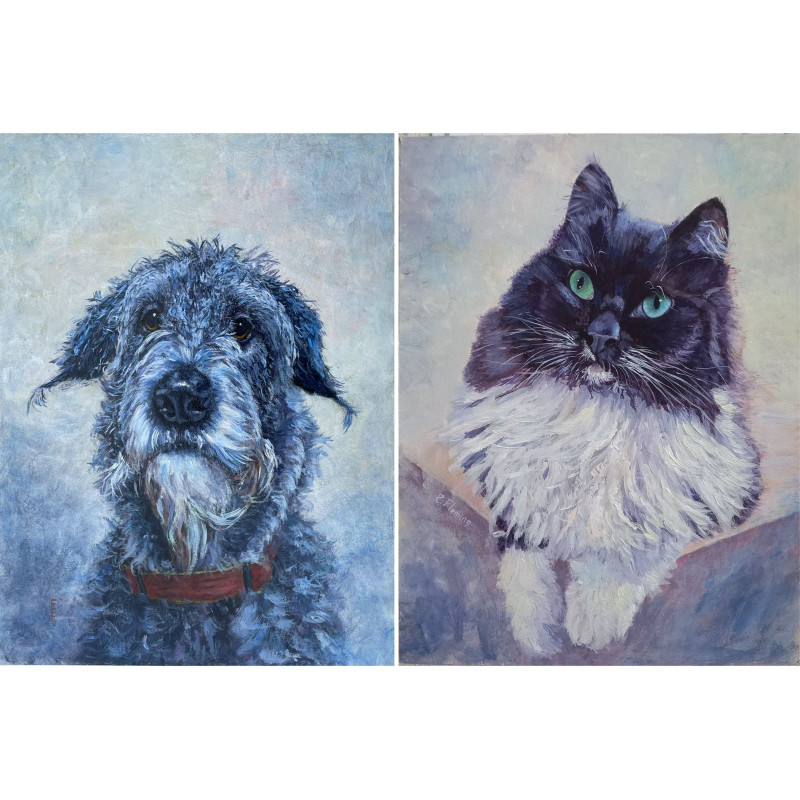 custom pet portraits in acrylics