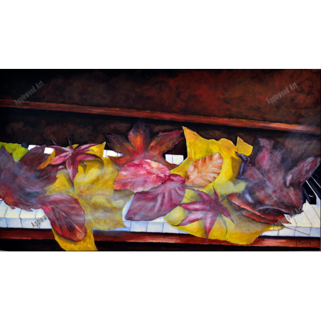 piano with autumn leaves