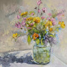 Abstract wild flowers in a vase in the sunlight