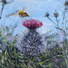 Large thistle flower with a bumblebee