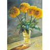 Large yellow chrisanthemums in the yellow vase
