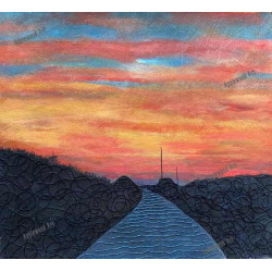 Country road in dramatic sunset
