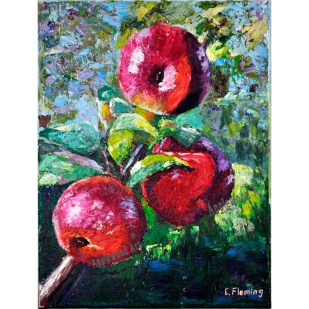 A branch with red juicy apples