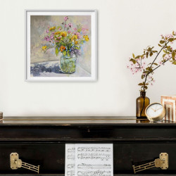 Bright Adstract Field Flowers in a Vase in Sunlight