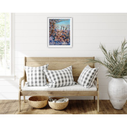 Trees and Hedges in Early Morning Sunlight on Frosty Winter Day.