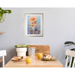 Hedgehogs and Large Mushrooms in Fantasy Autumn Forest