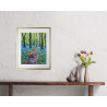 Spring Forest with Bluebells, Bright Leaves and a Red Fox Giclee Print