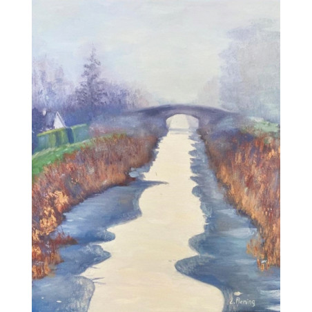 winter canal with snow and bridge fine art print