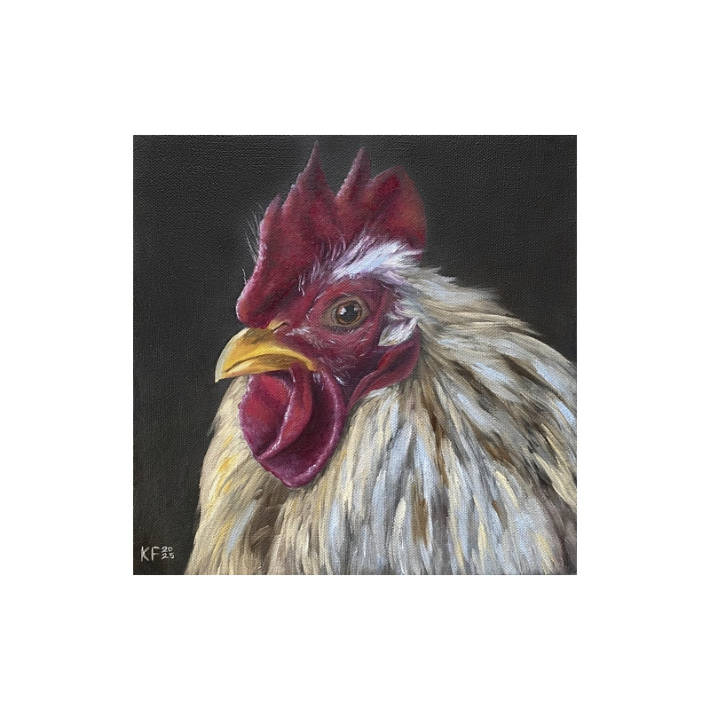 Fine Art Print of a Beautiful Light Colour Rooster