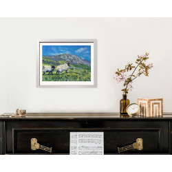 Irish Sheep on the Green Hills of Rural Western Ireland Giclèe Print