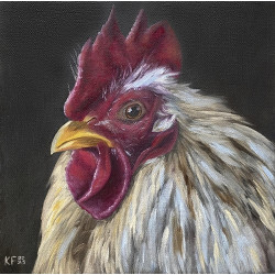 Goden Rooster Oil painting Available Framed and Unframed