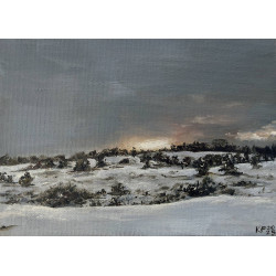 Hills with snow in the morning