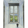 View out of an old cottage window onto West of Ireland countryside