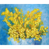 Vibrant Yellow Mimisa Bouquet on Blue Background