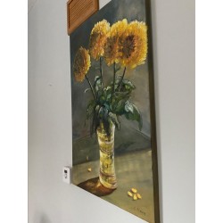 Beautiful Oil Painting of Yellow Flowers Chrysanthemums